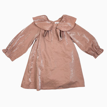 Robe rose scintillante à large col boucle en poly satiné 4-5Y