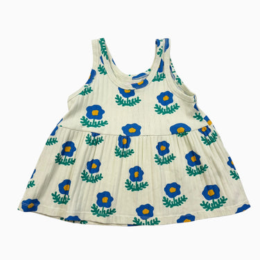 Camisole basque menthe fleurie cotelée 8Y