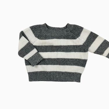 Pull gris à rayures en tricot 3-6M