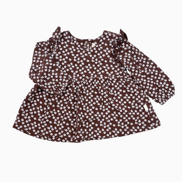 Robe noisette fleurie en mousseline 12-18M
