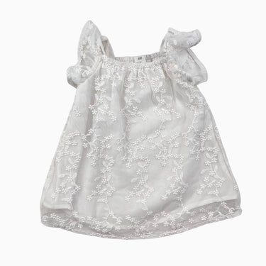 Robe blanche avec tulle et broderie 6-9M
