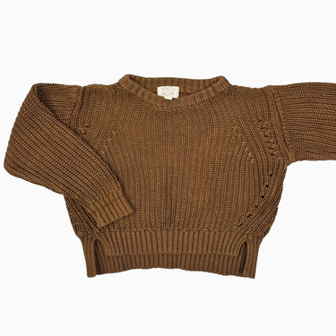 Pull noisette en tricot de coton bio 6-9M