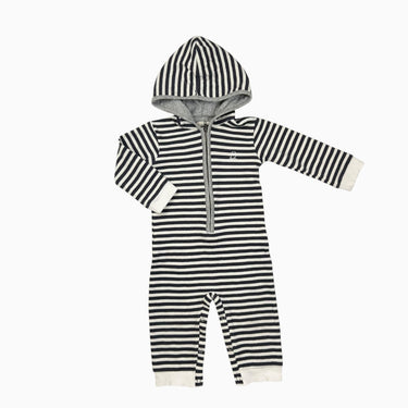 Combi à capuchon à rayures grises 'chien' brodé 12-18M
