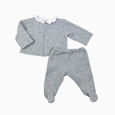 Ensemble pull col pétale et jogger gris matelassé 6M