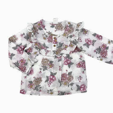 Blouse tunique blanche fleurie 12-18M