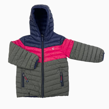 Manteau mince 'Showerproof' style puffer marine, rouge et vert 5Y