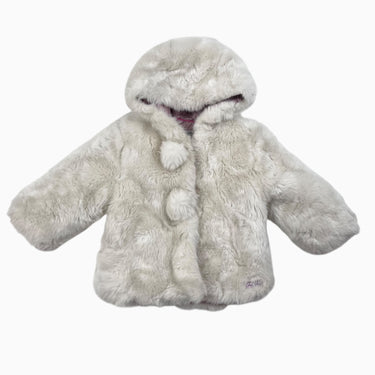 Manteau à capuchon blanc en fausse fourrure 18M