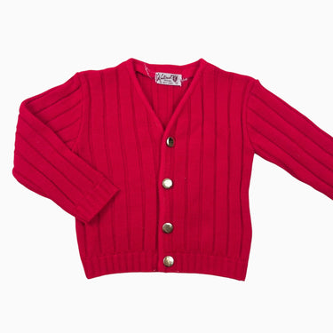 Cardigan rouge cotelé avec boutons métalliques 3Y