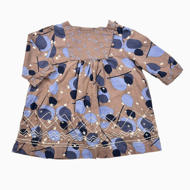 Robe gris-taupe à motifs bleus 3Y