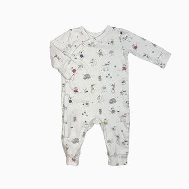 Combi blanche 'animaux festifs' 6-12M