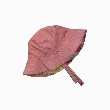 Chapeau soleil corail réversible fleuri 6-12M