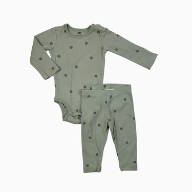 Ensemble sauge à pois côtelé 6-9M