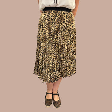 Jupe midi accordéon 'léopard' en poly pour femmes 4US