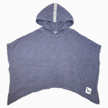 Poncho indigo en coton gaufré 3-6Y