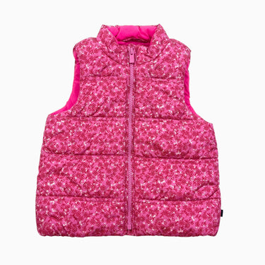 Veste puffer sans manche rose fleuri 3Y