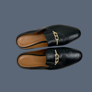 Loafers 'slip-on' noirs en cuir pour femmes 8.5US