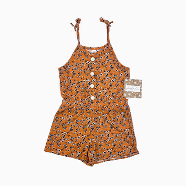 Combi short orange fleurie en viscose 2-3Y