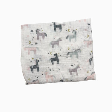 Couverture en mousseline 'licornes' 48''x48''