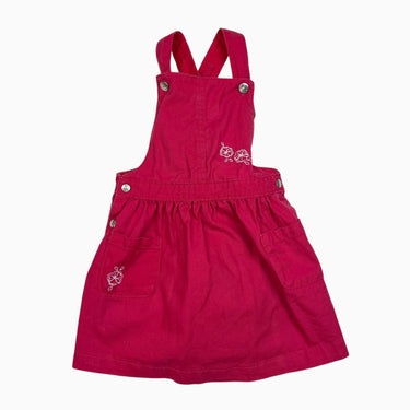 Robe tablier rouge avec fleurs brodés 3Y