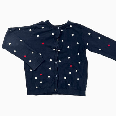 Cardigan marine à pois en tricot de coton 10Y