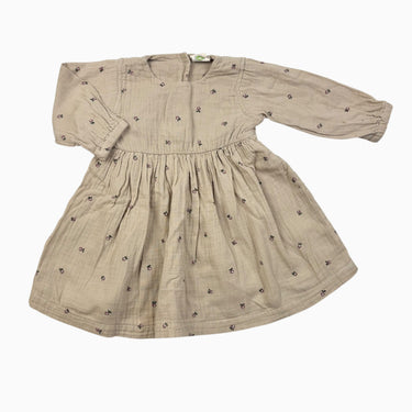 Robe beige 'petits fruits' en mousseline 1Y