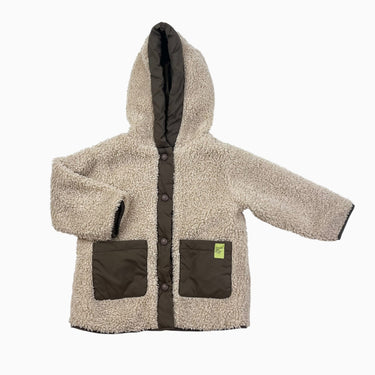 Manteau beige en bouclette réversible kaki 18-24M