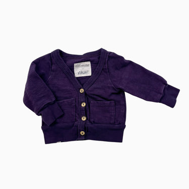 Cardigan prune en coton bio 0-3M