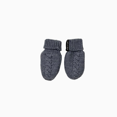 Mitaines grises en tricot de laine d'agneau 0-6M