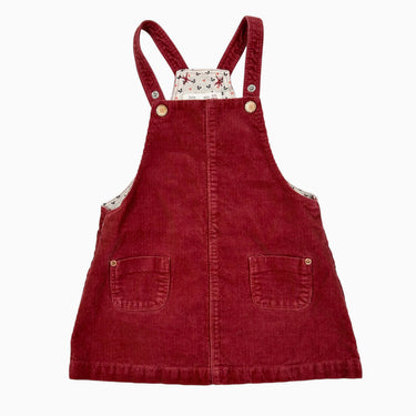 Robe jumper rouge-framboise en corduroy 2-3Y