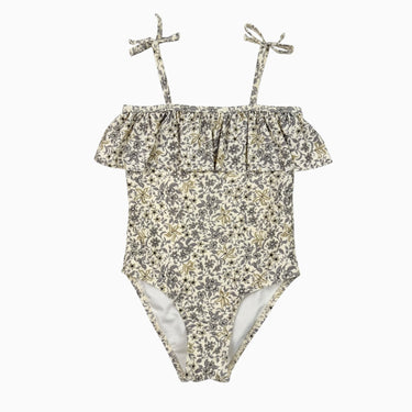 Maillot vanille fleuri et volants 2-3Y