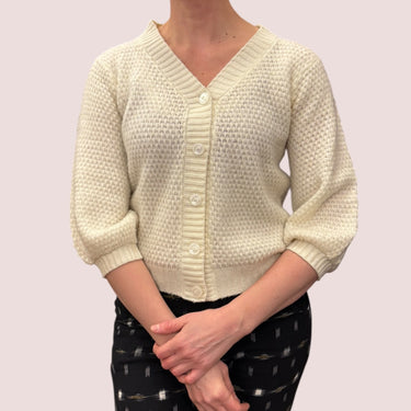 Cardigan vanille en tricot de laine et acrylique pour femmes S
