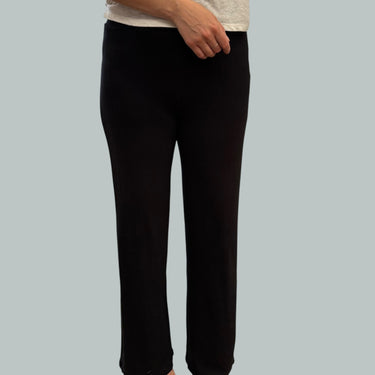 Pantalon noir en mousseline de rayonne et poly pour femmes S