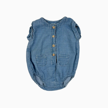 Barboteuse bleue en mousseline 9M