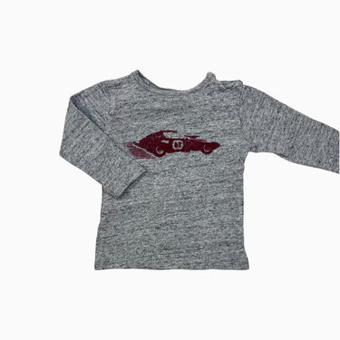 Chandail gris appliqué 'voiture' en velours 6M