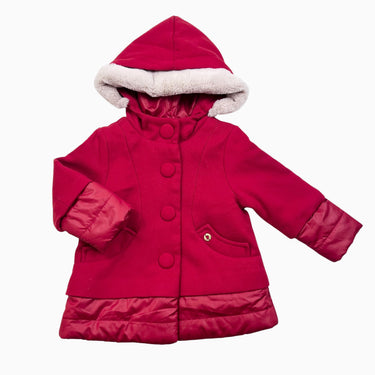 Manteau rouge à capuchon avec fausse-fourrure 98 3Y