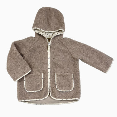 Veste à capuchon latté en bouclette 2Y