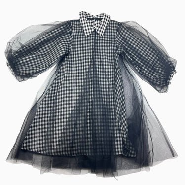 Robe gingham en tulle avec petit col 6-7Y