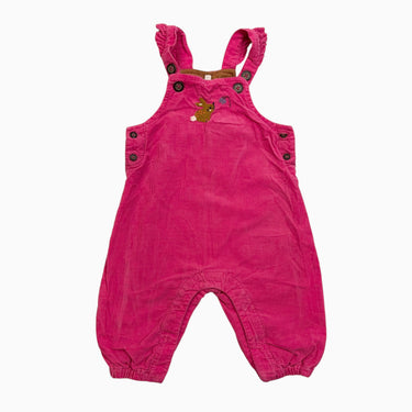 Salopette rose 'lapins' en corduroy 9M