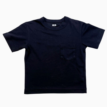 T-shirt noir 'satiné' avec poche 110CM 5Y