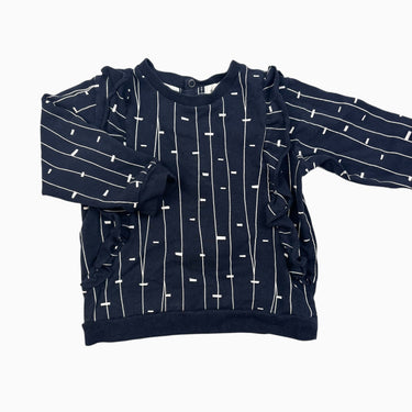 Pull marine profond à rayures avec volants 18M