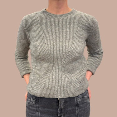 Pull gris en tricot laine, acrylique et nylon pour femmes M