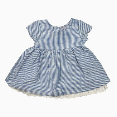 Robe rayure bleu dentelle 0-3M