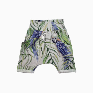 Short gris 'perroquets' en bambou et coton 3-5Y