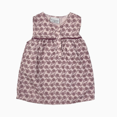 Robe rose fleurie en corduroy 6M