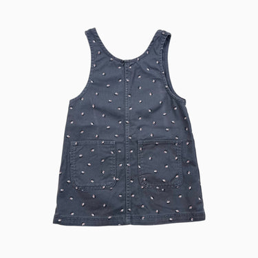 Robe jumper anthracite fleurie en canvas 2-3Y