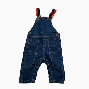 Salopette en denim avec bretelles lignées 12M