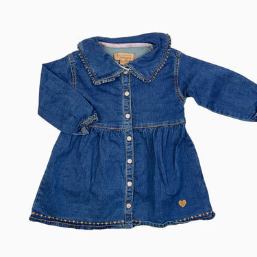 Robe à col claudine en coton chambray 18-24M