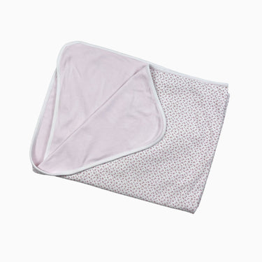 Couverture en coton fleuri rose 80x62cm