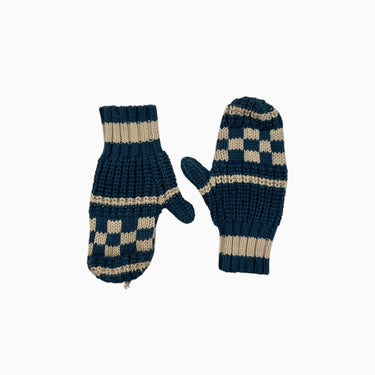 Mitaines bleues à damiers en tricot de coton 'child' fit 4-6Y