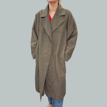 Manteau olive en lainage mélangé pour femmes S
